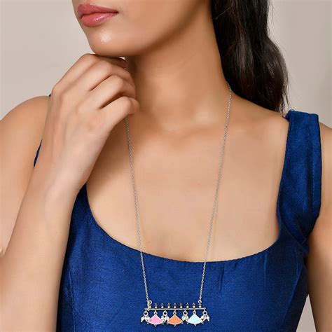 Bagh E Fiza Enamel Embellished Brass Pendant – VOYLLA