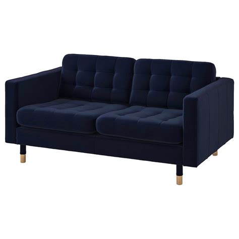LANDSKRONA 2-seat sofa, Djuparp dark blue/wood - IKEA