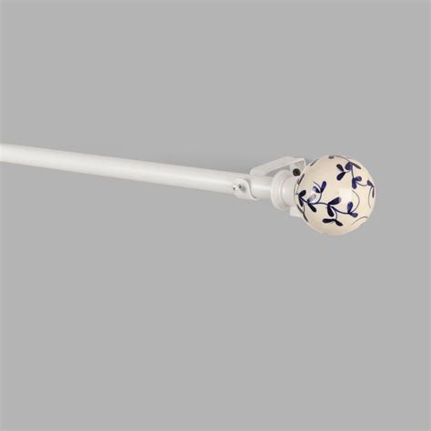 Mughal Ceramic Finial Extendable Curtain Rod White 19MM (Hardware Incl ...