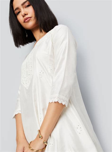 Buy Kalki x Max Women Embroidered A-line Kurti Set Online at just Rs ...