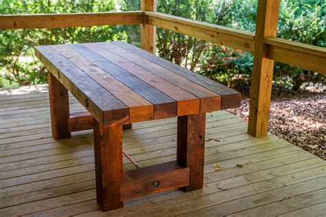 Outdoor wood dining patio table rustic reclaimed salvaged | Etsy | Diy ...