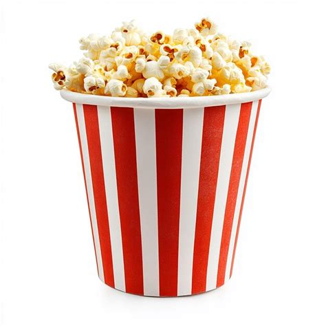 Delicious fresh popcorn out of a redwhite striped paper cup cut out ...
