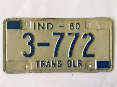 1980 Indiana Trans DLR License Plate Tag Dealer | eBay