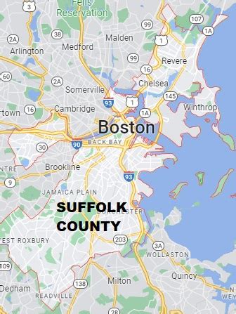 Suffolk County on the satellite map of Massachusetts 2026. Actual ...
