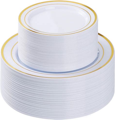 200 Pieces Clear Gold Plastic Plates, Disposable Party Plates, Contains ...