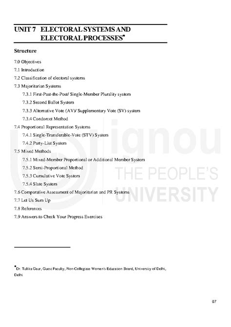 Unit-7 - Electoral Systems and Electoral UNIT 7 ELECTORAL SYSTEMS AND ...