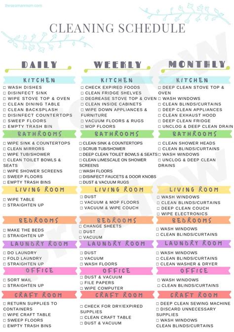 Printable Cleaning Schedule To Keep Your Home Neat & Tidy All The Time