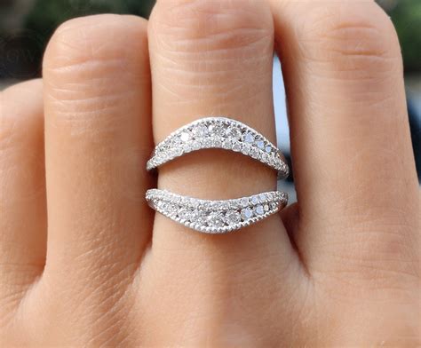 Art Deco Wedding Ring Enhancer Moissanite Vintage Wrap Guard