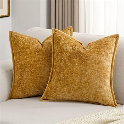 Amazon.com: ZWJD Mustard Yellow Throw Pillow Covers 18x18 Set of 2 ...