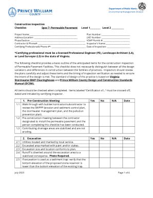 Fillable Online 7. Permeable Pavement Inspection Checklist. ... Fax ...