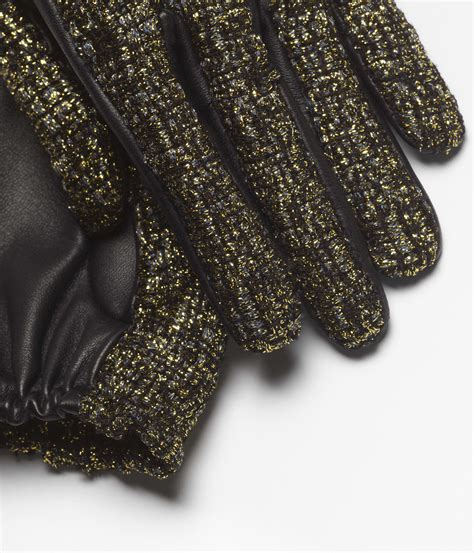 Gloves - Tweed & lambskin, gold & black — Fashion | CHANEL