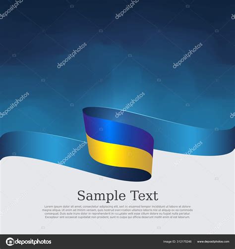Ukraine flag background. Wavy ribbon colors of Ukraine flag on blue ...