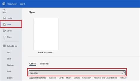Creating a Calendar Word 的图像结果