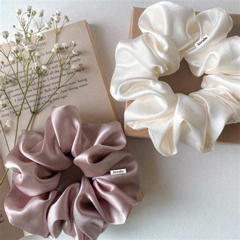 Atrube Set of 3 Scrunchies| 3 Pcs Large Scrunchies - Silk Satin ...