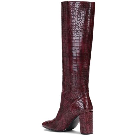 Saint Emily Burgundy Croco Vegan Leather Knee High Boots – SaintG India