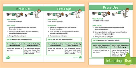 Black and White Press Ups Circuit Card Pupil Knowledge Sheet