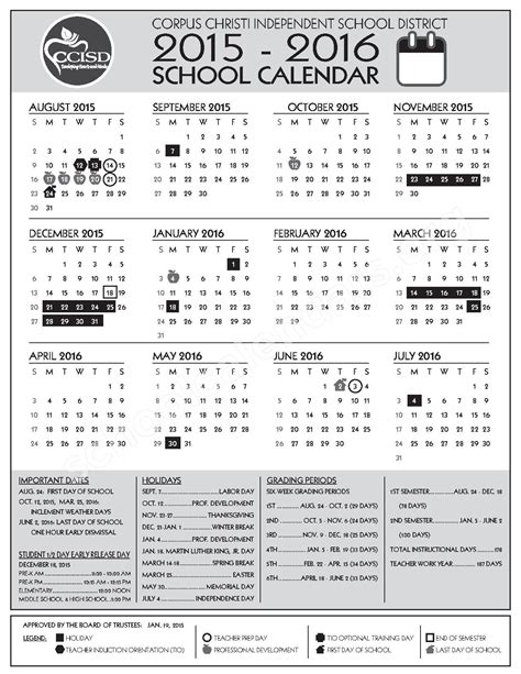 Corpus Christi Calendar