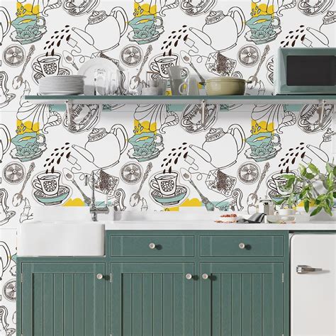 Tea and coffee seamless background wallpaper for café kitchen – Paper ...