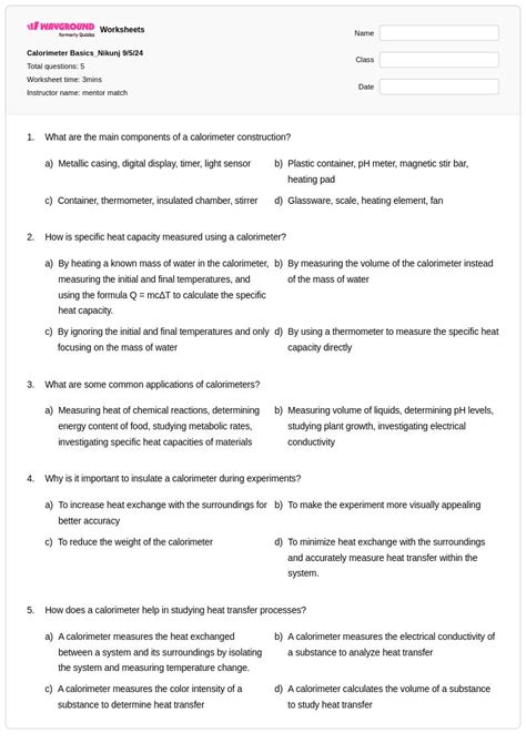 50+ Calorimeter worksheets for Class 10 on Wayground | Free & Printable