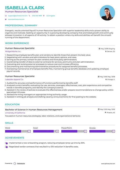 10+ Human Resources Specialist Resume Samples & Templates for 2025
