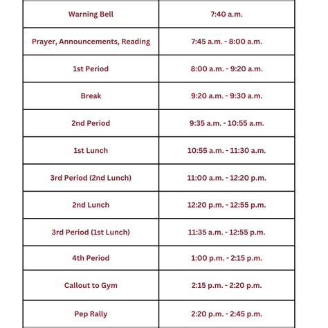 Bell Schedules | Private Catholic High School in New Orleans, Louisiana ...