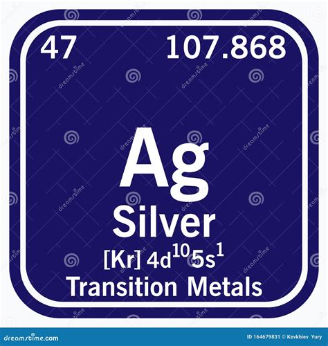 Silver On Periodic Table Of The Elements, Precious Metal With Symbol Ag ...