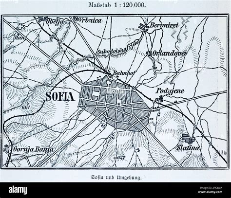 City map of Sofia, capital of Bulgaria, and its surroundings, BulgariaEastern Europe ...