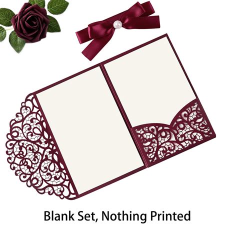 Buy Doris Home 4.7 x7 inch 50PCS Blank Burgundy Quinceanera Invitations ...