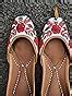 RSK ETHNIC WEAR, White & Red Color Embroidered Handmade Jutti for Women ...