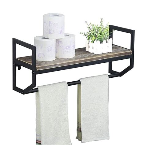 Industrial 23.6" Bathroom Shelves Wall Mounted,Rustic Wall Shelf with ...