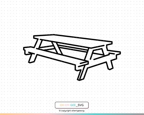 Picnic Table Saved in Svg and Png Files, Outdoor Table Clipart, Table ...
