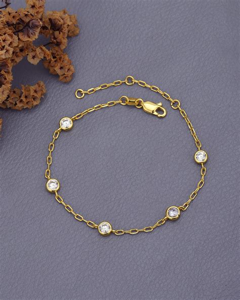 Gold Plated CZ Link Bracelet – Carlton London Online