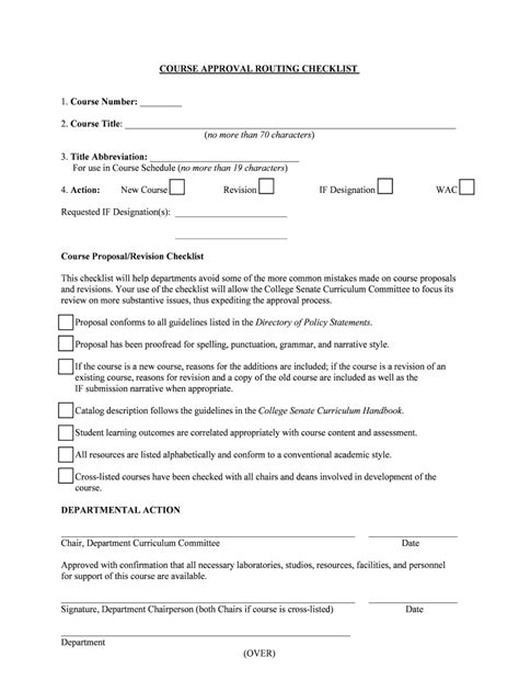 Fillable Online collegesenate buffalostate COURSE APPROVAL ROUTING ...