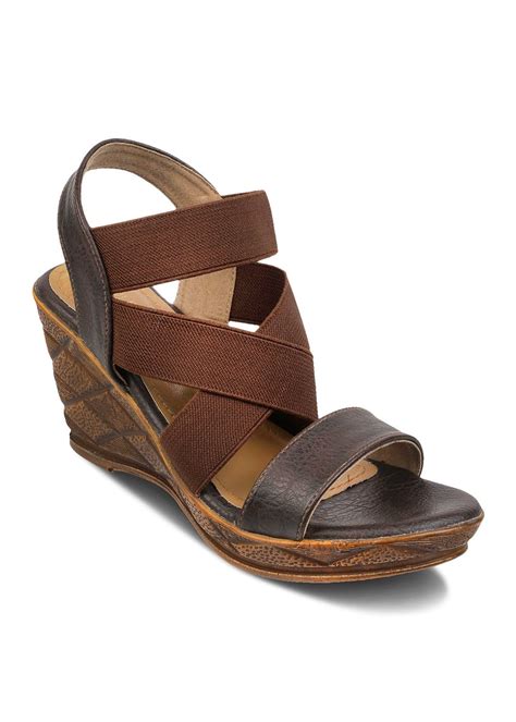 Get Multi Strappy Slingback Brown Wedges at ₹ 1329 | LBB Shop