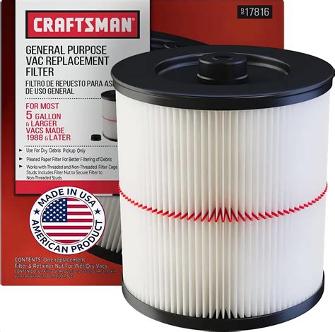 Amazon.com: Super air Vacuum Cartridge Filter fits for Craftsman 17816 : Tools & Home Improvement