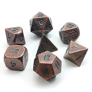 Bescon Antique Copper Solid Metal Polyhedral D&D Dice Set of 7 Old ...