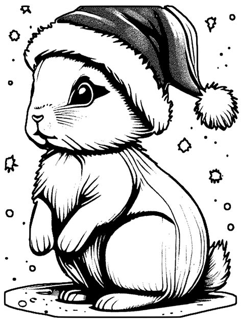 Christmas Rabbit Coloring Pages