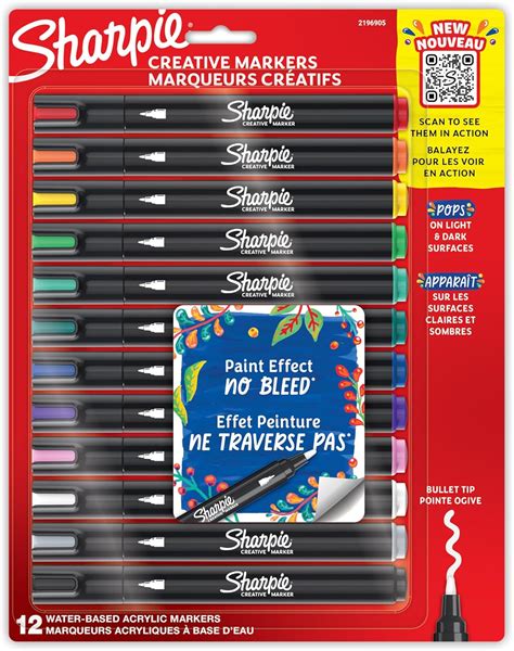 Sharpie Creative Markers, Water-Based Acrylic Markers, Bullet Tip ...