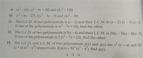 Find the G.C.D and L.C.M of the polynomials - Brainly.in