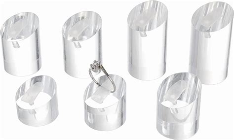 7 pcs Clear Acrylic Ring Display Stand Column Ring Display Holder Ring ...