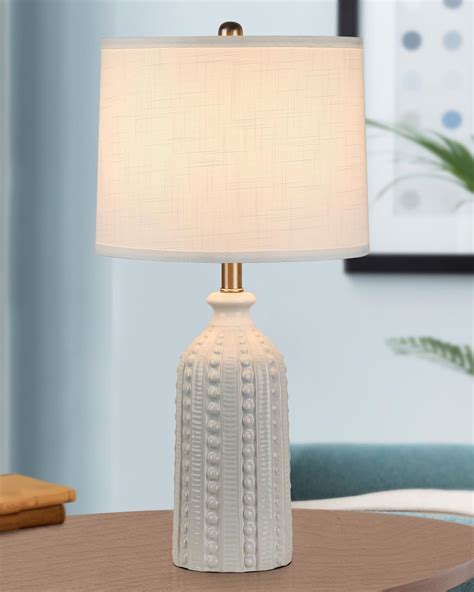 JUNNAI White Ceramic Table Lamp 24.5": 3-Way Dimmable Bedside Lamp with ...