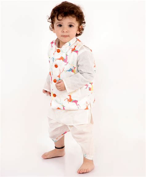 Boys Deer print White Jacket Set – Little Bansi