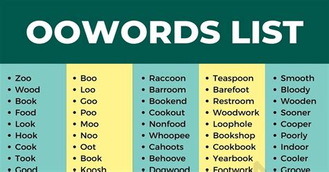 OO Words: 790 Powerful Words with OO in English • 7ESL