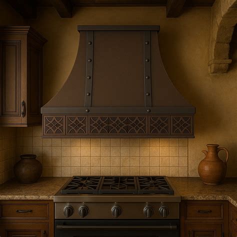 Spanish Colonial Revival Copper Range Hood | Hand-Hammered