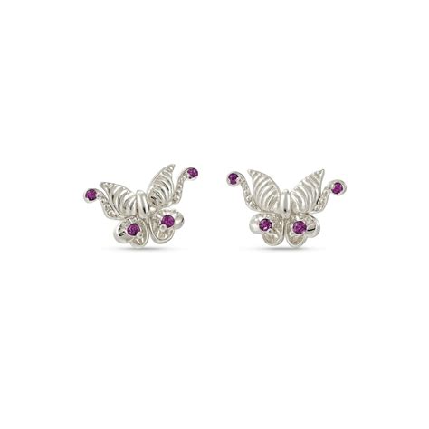 Silver CZ Butterfly Earrings | Handcrafted 92.5 Silver Jewellery by ...