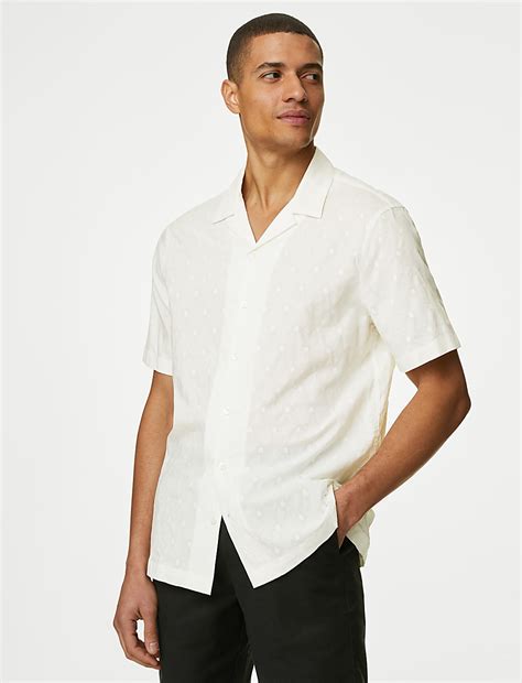 Buy Pure Cotton Textured Cuban Collar Shirt at Marks & Spencer