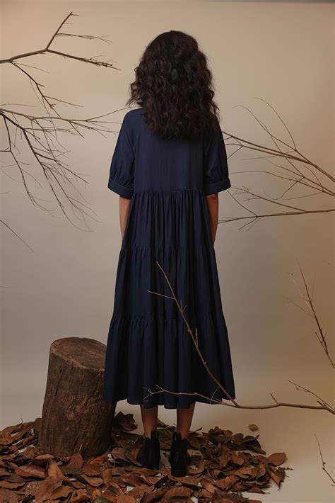 Blue Raglan Tiered Dress – Mati