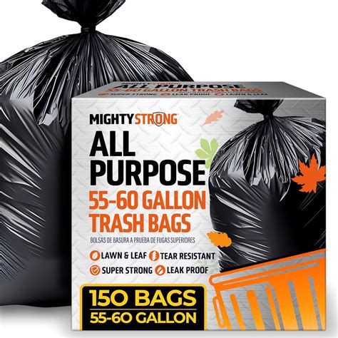 Amazon.com: 150 Pack 55 Gallon Trash Bags - Black Large Garbage Bags ...