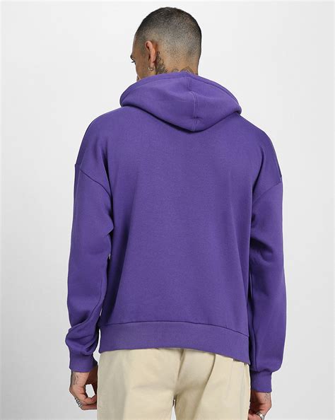 Smile Purple Oversized Pocket Graphic Printed Hoodie – Veirdo