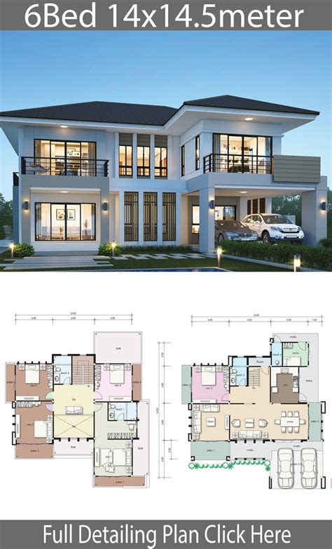 6 Bedroom Modern House Plans